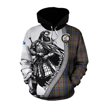 Balfour Tartan Clan Crest Cotton Hoodie with Highlander Warrior Celtic Style