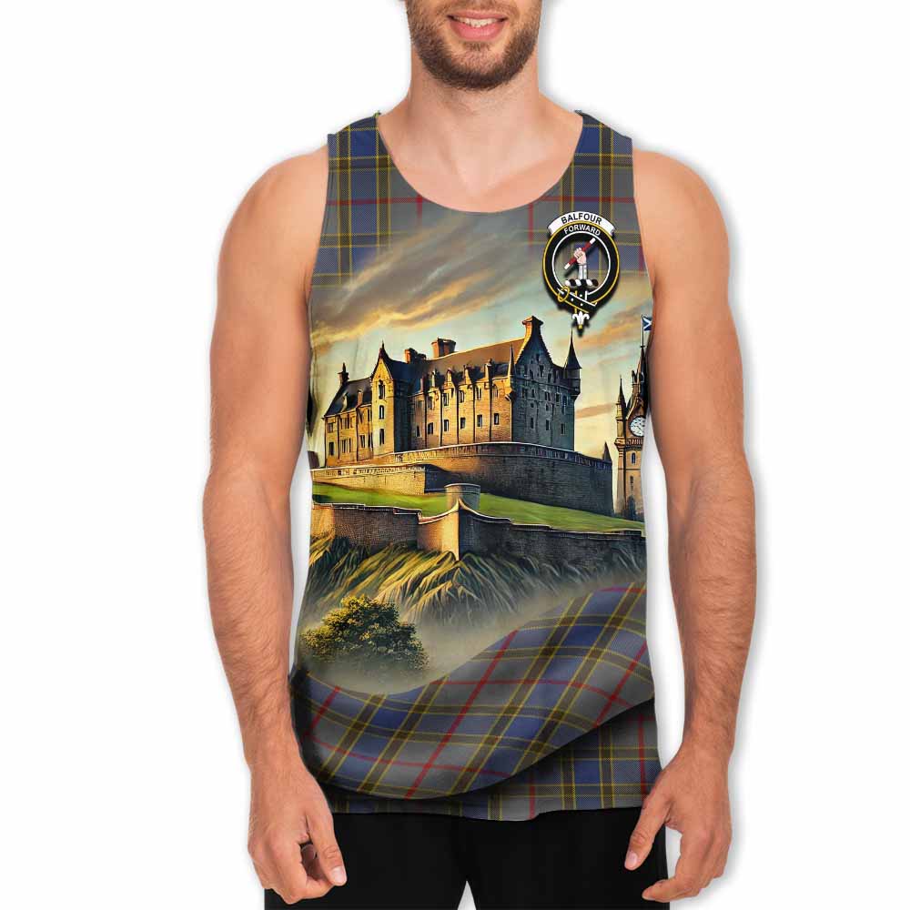 Balfour Tartan Family Crest Men's Tank Top with Scottish Ancient Castle Style Men - Tartan Vibes Clothing