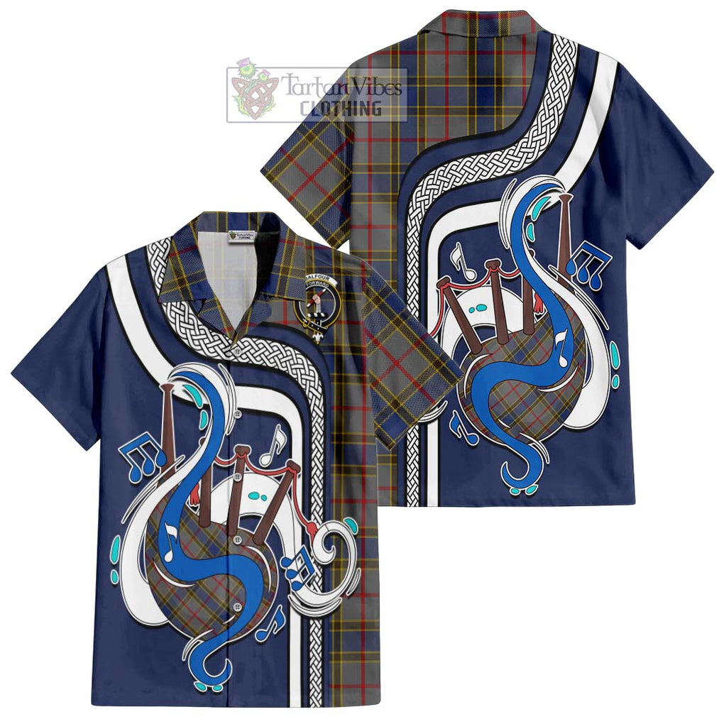 Balfour Tartan Short Sleeve Button Shirt with Epic Bagpipe Style Kid - Tartanvibesclothing Shop