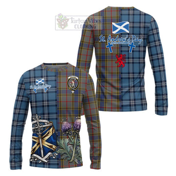 Balfour Tartan Long Sleeve T-Shirt Happy St. Andrew's Day Half Tartan Style