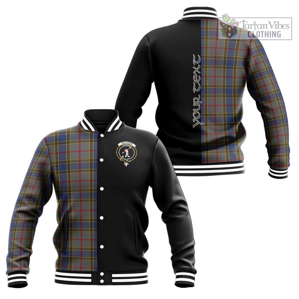 Balfour Tartan Baseball Jacket with Family Crest and Half Of Me Style Unisex - Tartanvibesclothing Shop