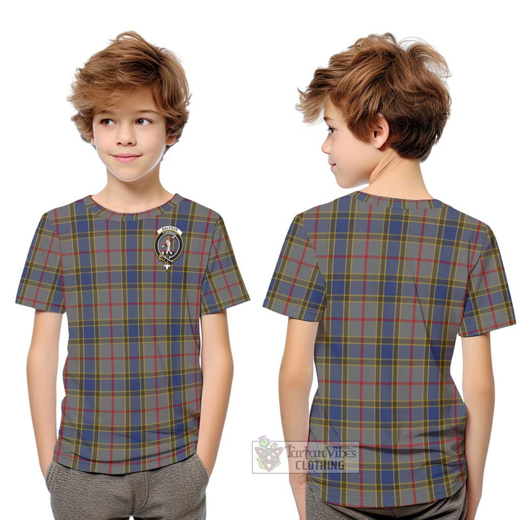 Balfour Tartan Kid T-Shirt with Family Crest Youth XL Size14 - Tartanvibesclothing Shop