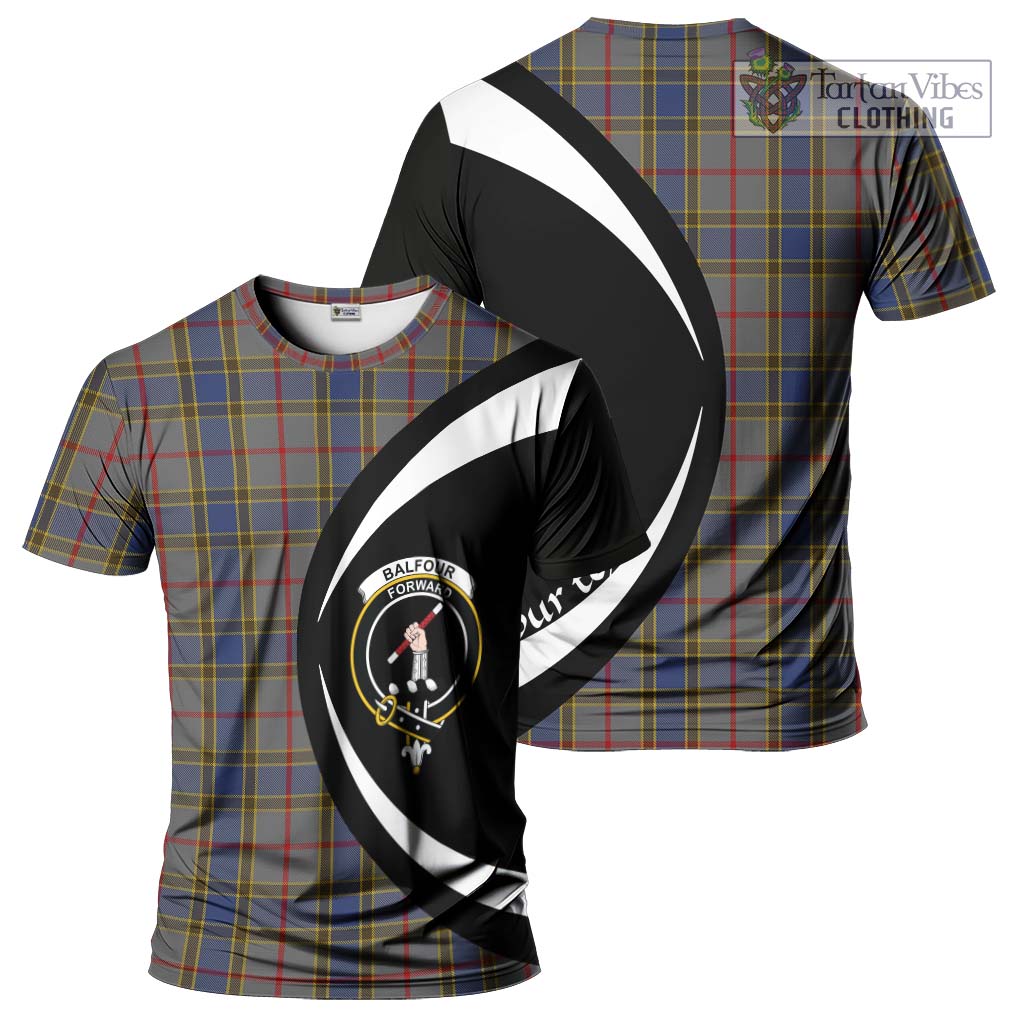 Tartan Vibes Clothing Balfour Tartan T-Shirt with Family Crest Circle Style