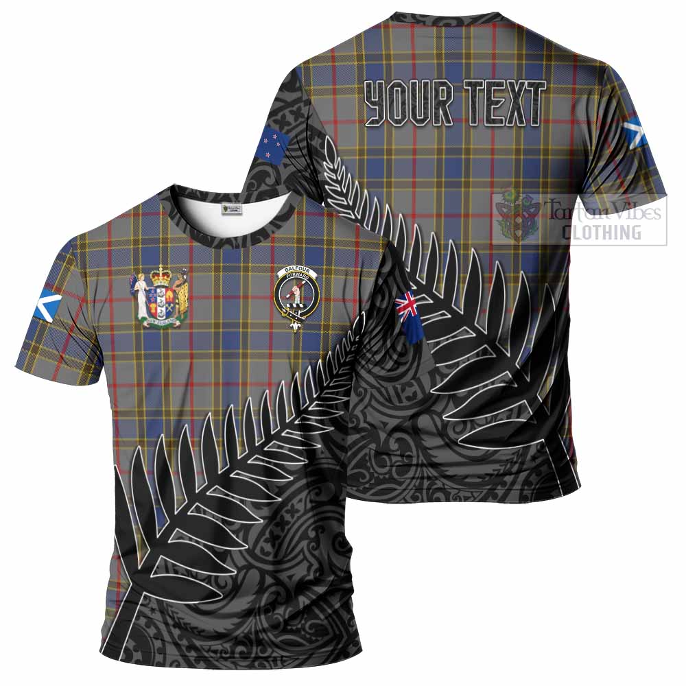 Tartan Vibes Clothing Balfour Crest Tartan T-Shirt with New Zealand Silver Fern Half Style