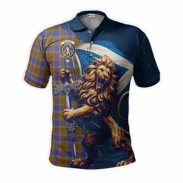 Balfour Tartan Family Crest Men's Polo Shirt with Scottish Majestic Lion