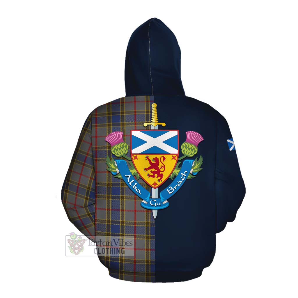 Tartan Vibes Clothing Balfour Tartan Cotton Hoodie Alba with Scottish Lion Royal Arm Half Style