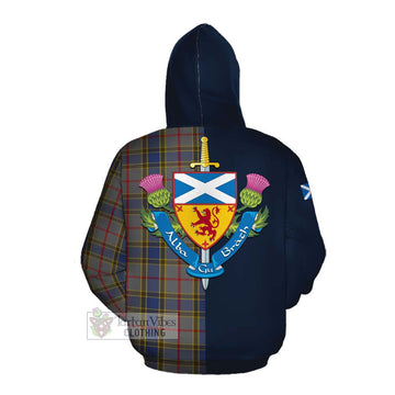 Balfour Tartan Cotton Hoodie Alba with Scottish Lion Royal Arm Half Style