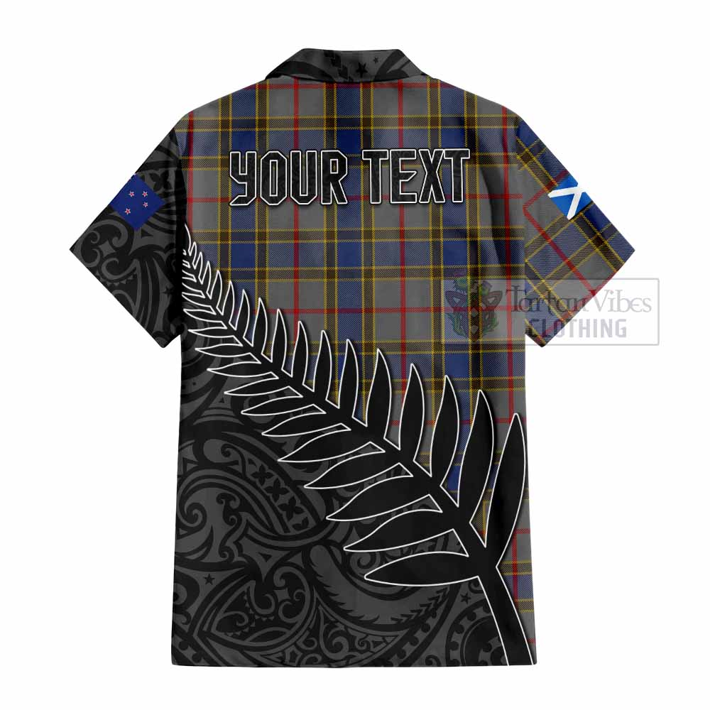 Tartan Vibes Clothing Balfour Crest Tartan Short Sleeve Button Shirt with New Zealand Silver Fern Half Style