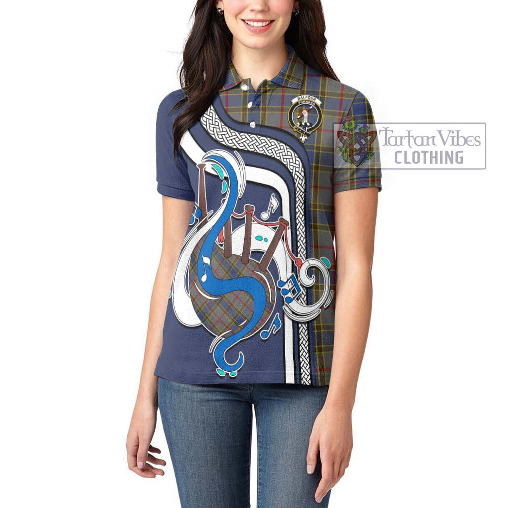 Balfour Tartan Women's Polo Shirt with Epic Bagpipe Style - Tartanvibesclothing Shop