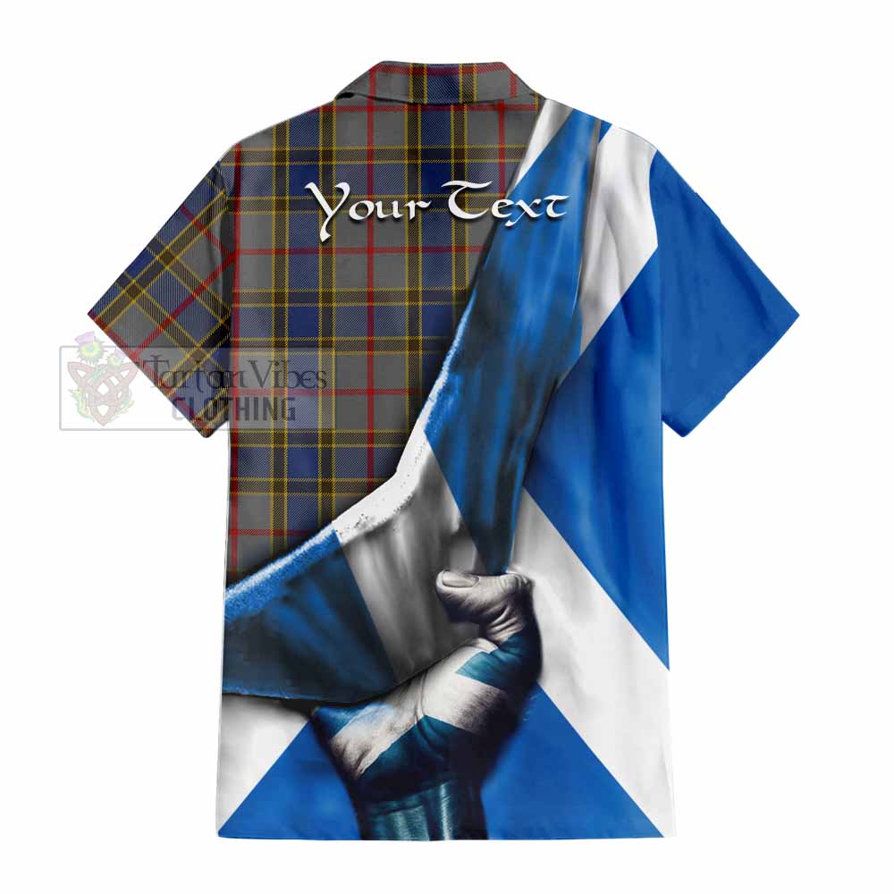 Tartan Vibes Clothing Balfour Tartan Short Sleeve Button Shirt with Family Crest Scotland Patriotic Style