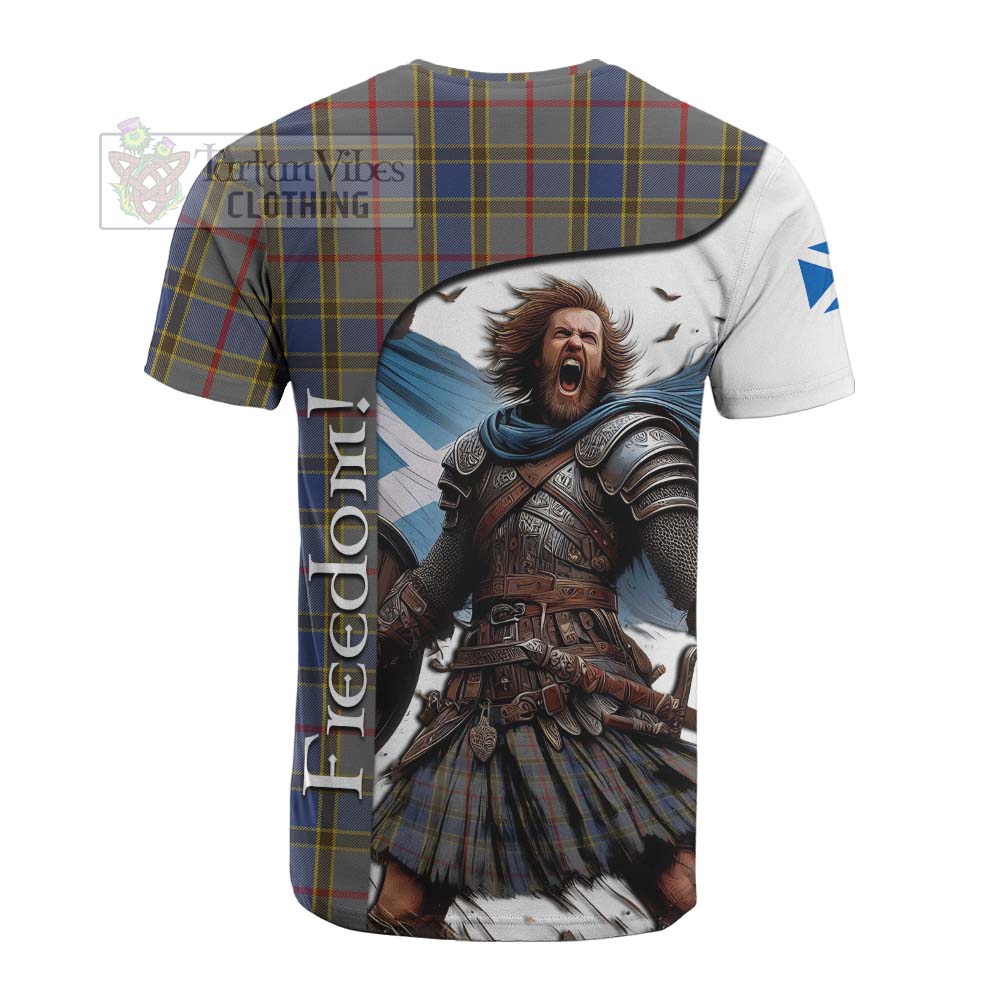 Tartan Vibes Clothing Balfour Crest Tartan Cotton T-shirt Inspired by the Freedom of Scottish Warrior