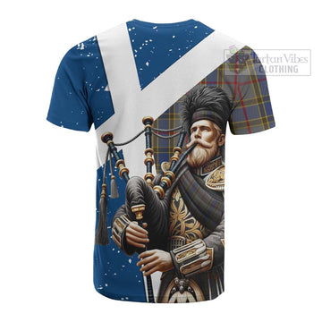 Balfour Tartan Cotton T-shirt with Family Crest Scottish Bagpiper Vibes