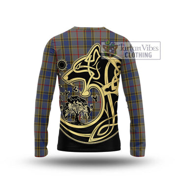 Balfour Tartan Long Sleeve T-Shirt with Family Crest Celtic Wolf Style