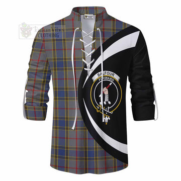 Balfour Tartan Ghillie Kilt Shirt with Family Crest Circle Style