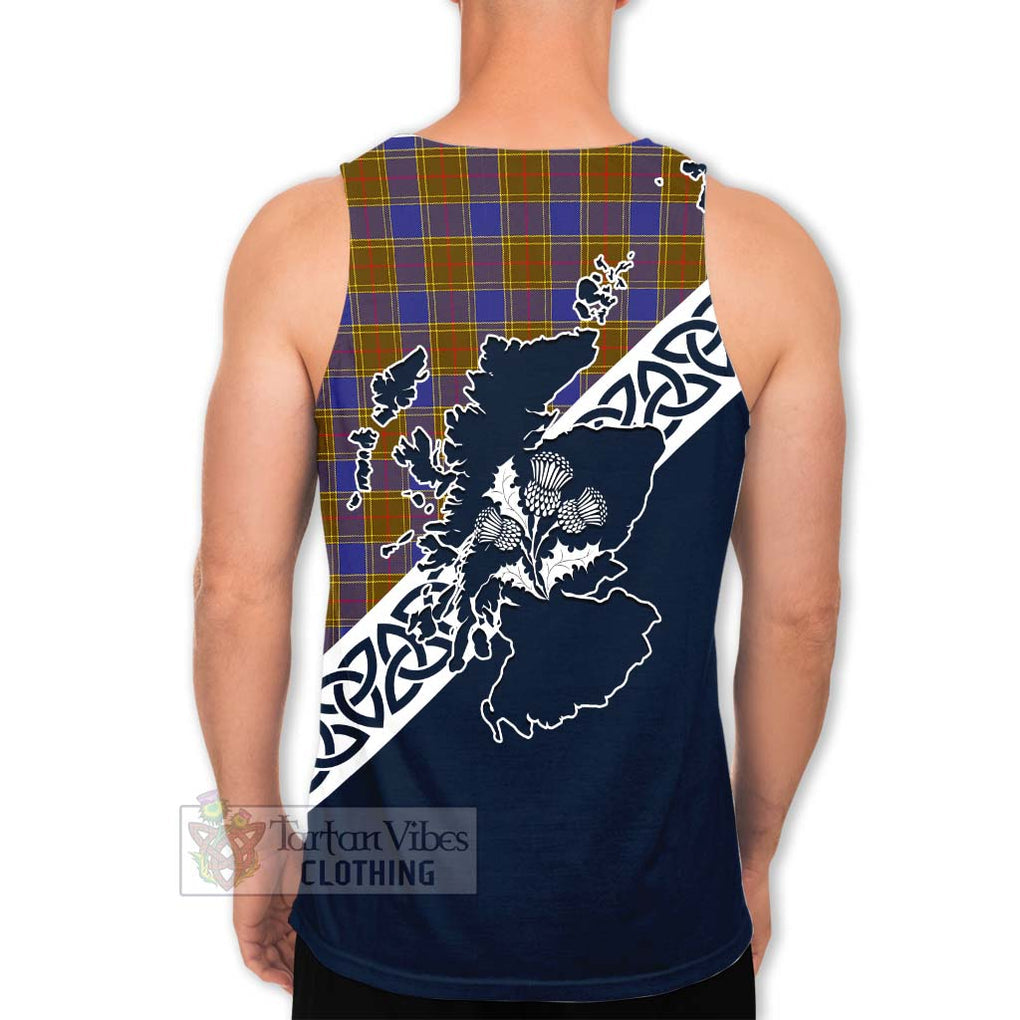 Tartan Vibes Clothing Balfour Tartan Men's Tank Top Featuring Thistle and Scotland Map