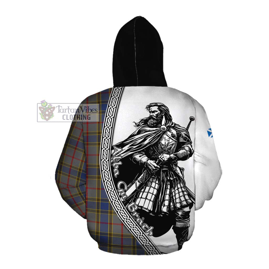 Tartan Vibes Clothing Balfour Tartan Clan Crest Cotton Hoodie with Highlander Warrior Celtic Style