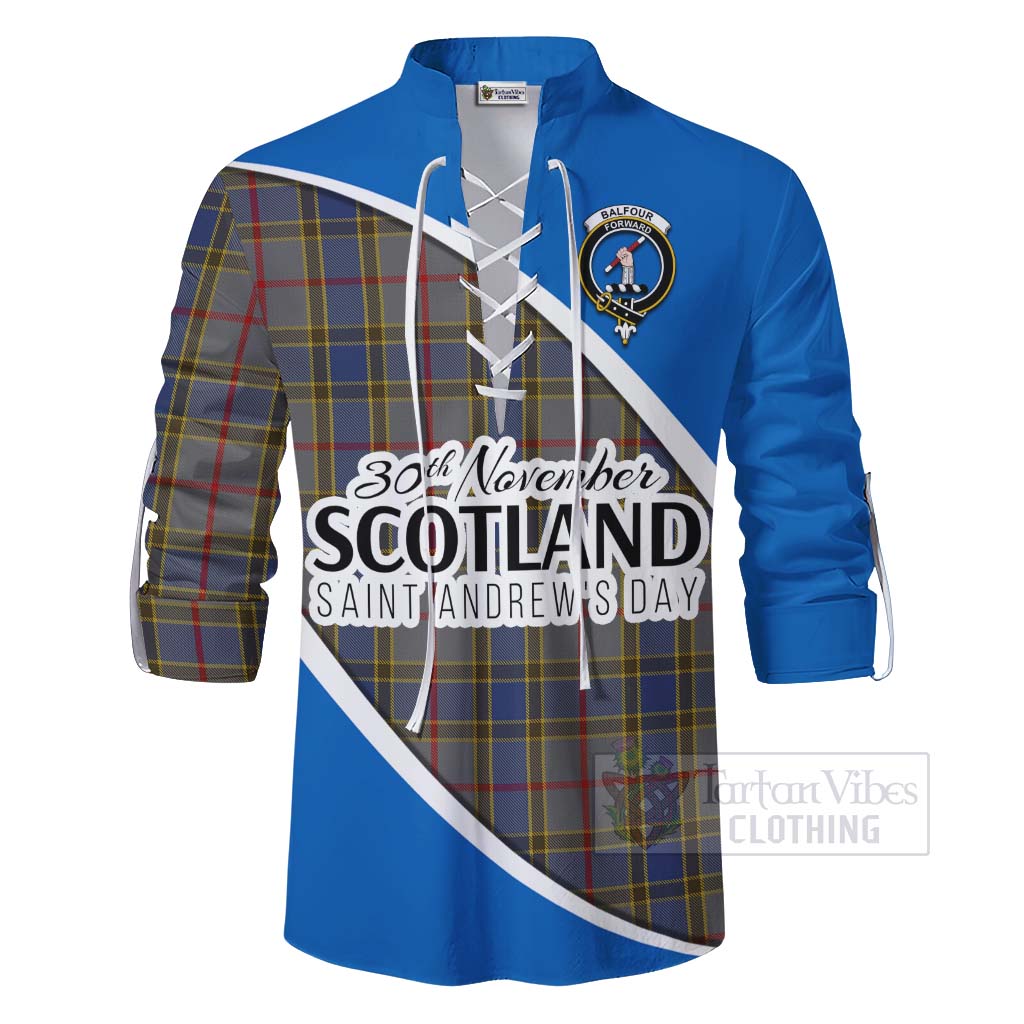 Tartan Vibes Clothing Balfour Family Crest Tartan Ghillie Kilt Shirt Celebrate Saint Andrew's Day in Style