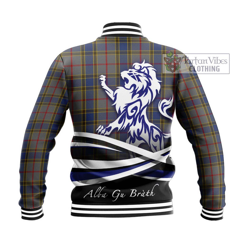 Balfour Tartan Baseball Jacket with Alba Gu Brath Regal Lion Emblem - Tartanvibesclothing Shop