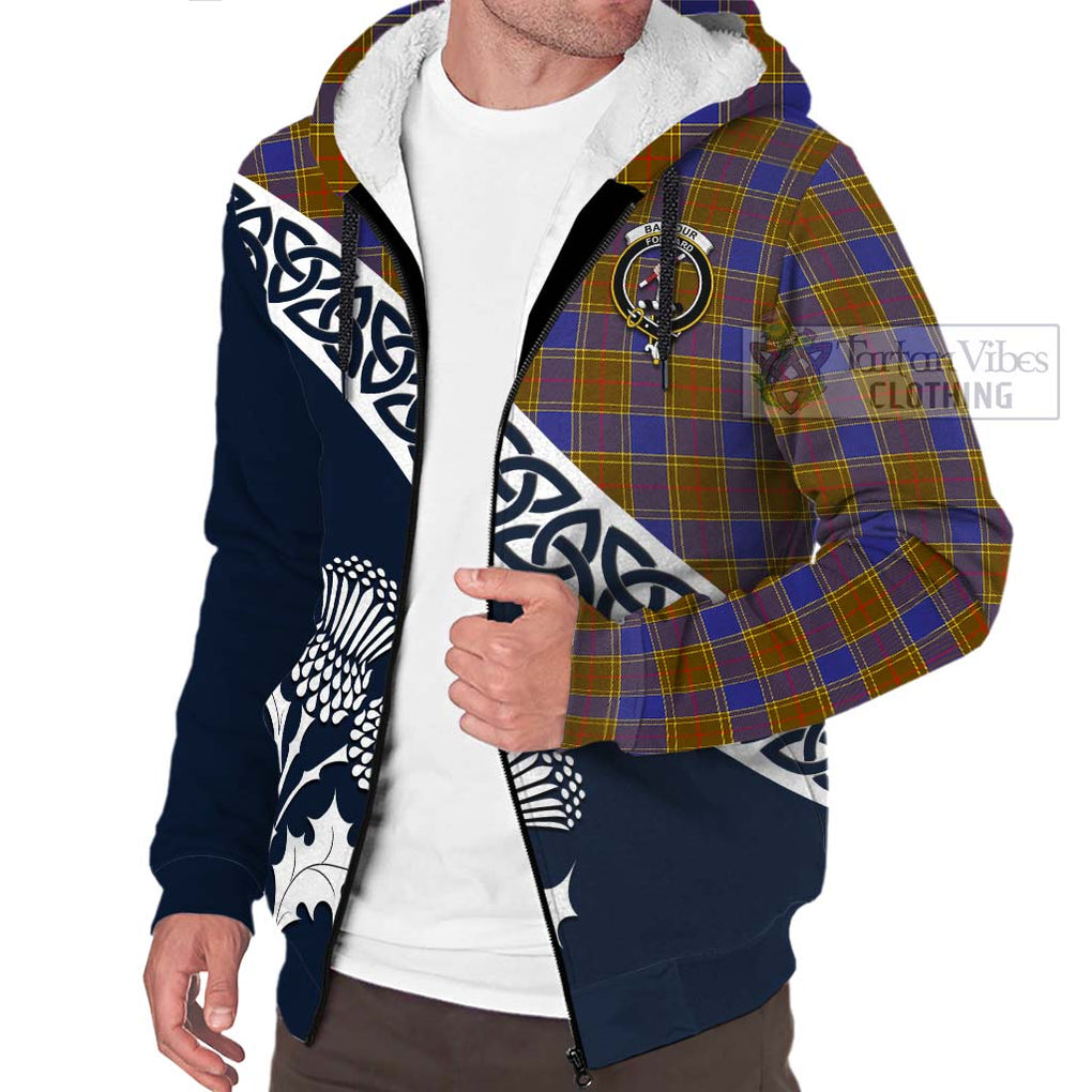 Tartan Vibes Clothing Balfour Tartan Sherpa Hoodie Featuring Thistle and Scotland Map