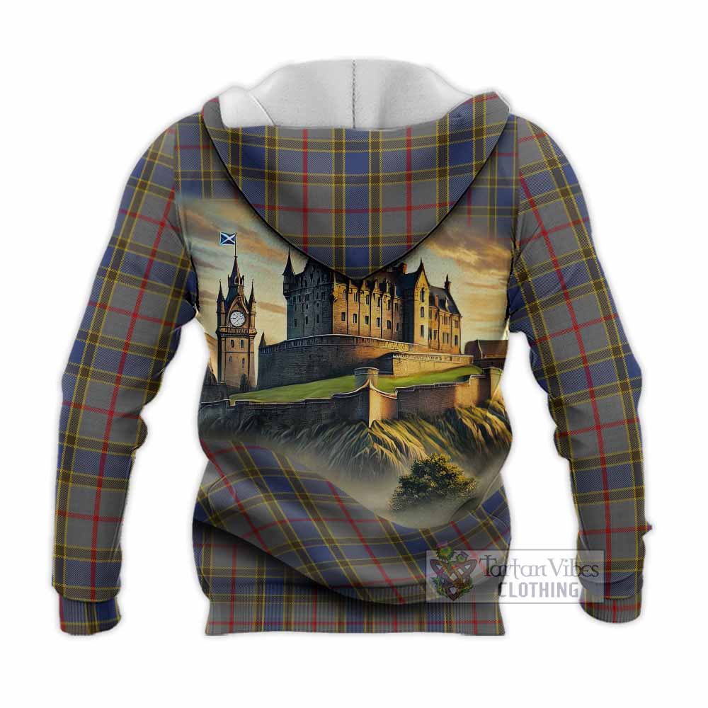 Balfour Tartan Family Crest Knitted Hoodie with Scottish Ancient Castle Style - Tartan Vibes Clothing