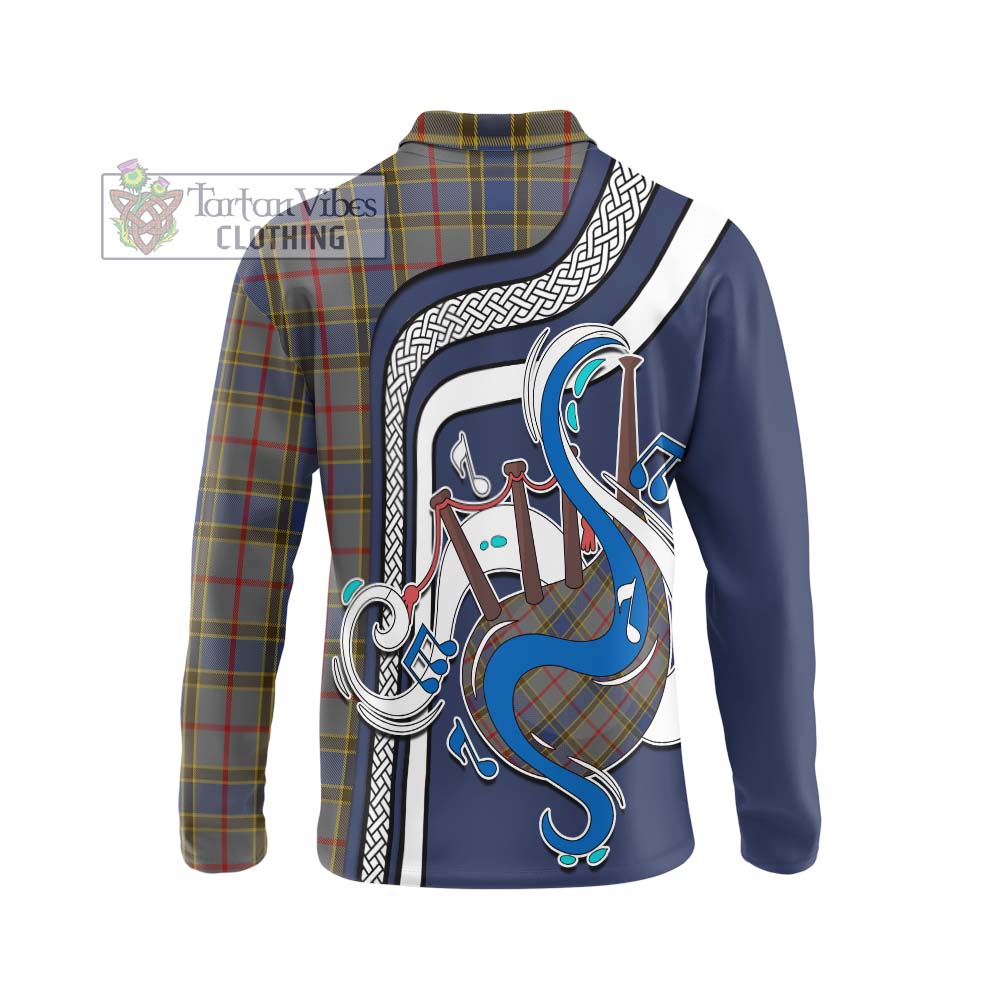 Tartan Vibes Clothing Balfour Tartan Long Sleeve Polo Shirt with Epic Bagpipe Style