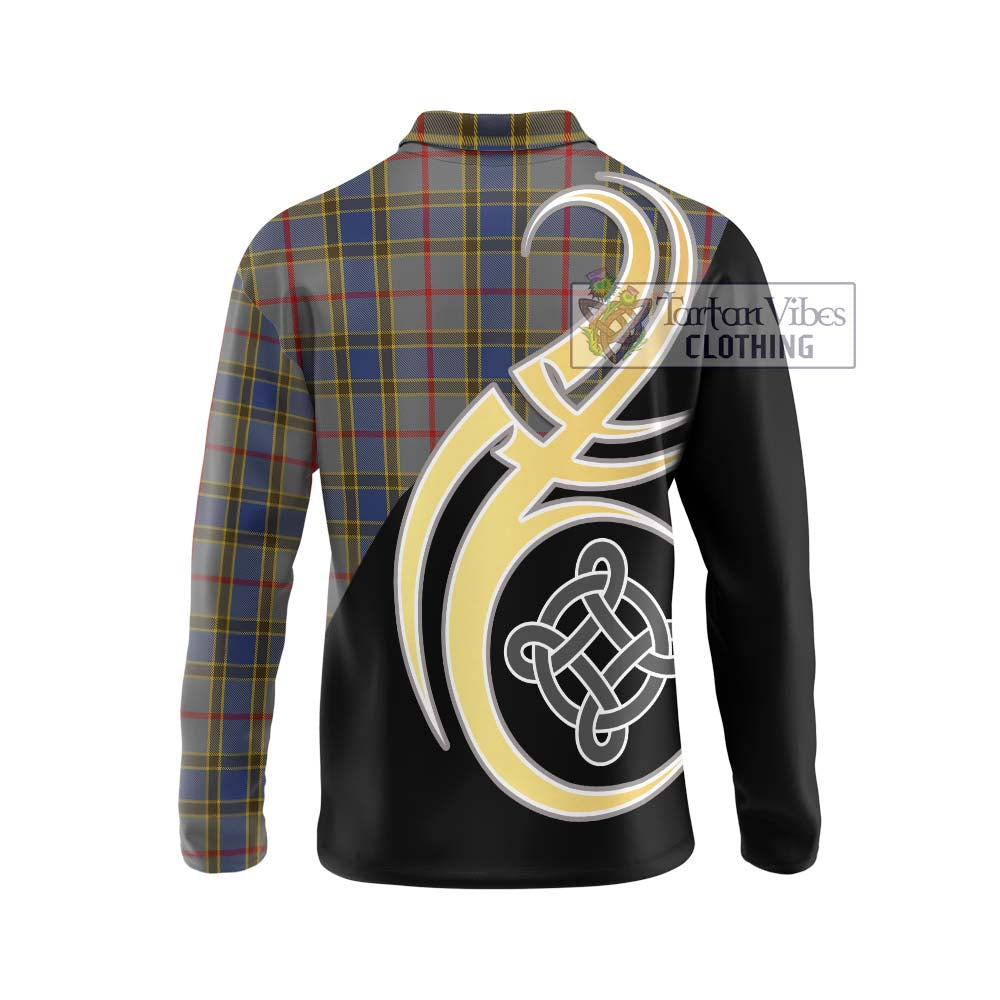 Balfour Tartan Long Sleeve Polo Shirt with Family Crest and Celtic Symbol Style - Tartan Vibes Clothing