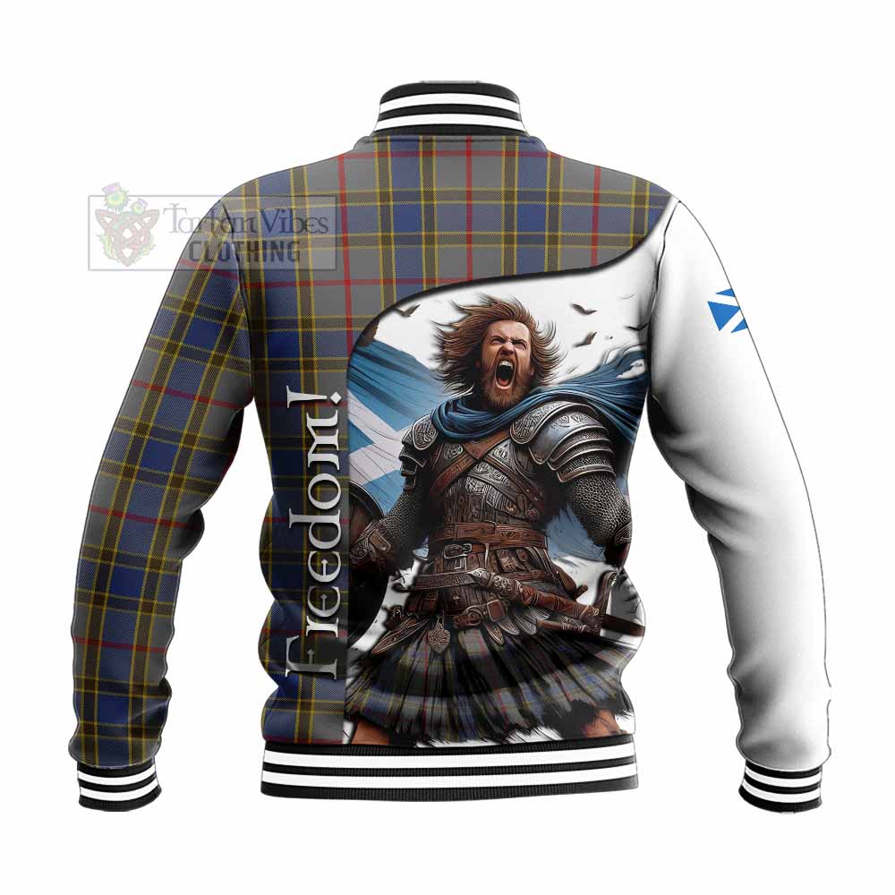 Tartan Vibes Clothing Balfour Crest Tartan Baseball Jacket Inspired by the Freedom of Scottish Warrior