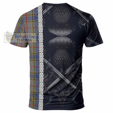 Balfour Tartan T-Shirt with Family Crest Cross Sword Thistle Celtic Vibes