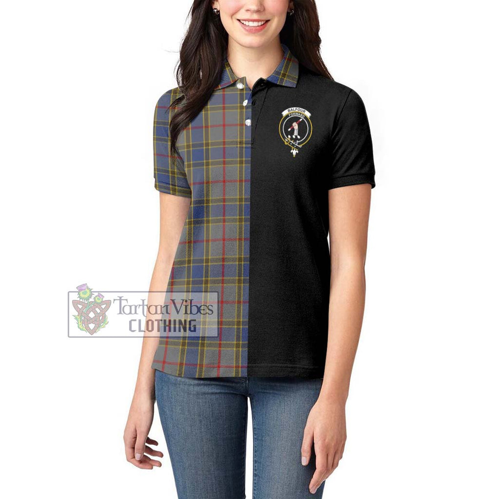 Balfour Tartan Women's Polo Shirt with Family Crest and Half Of Me Style - Tartanvibesclothing Shop