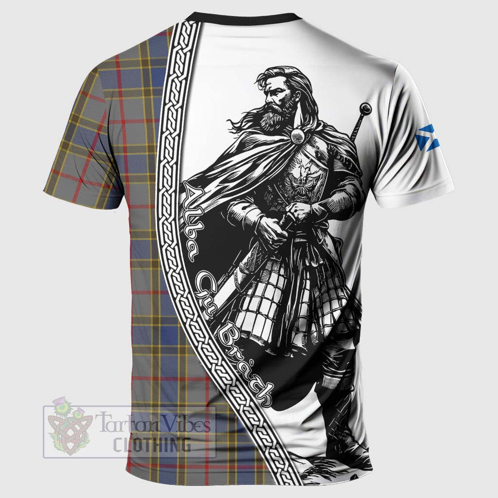 Tartan Vibes Clothing Balfour Tartan Clan Crest T-Shirt with Highlander Warrior Celtic Style