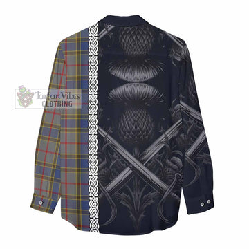 Balfour Tartan Women's Casual Shirt with Family Crest Cross Sword Thistle Celtic Vibes