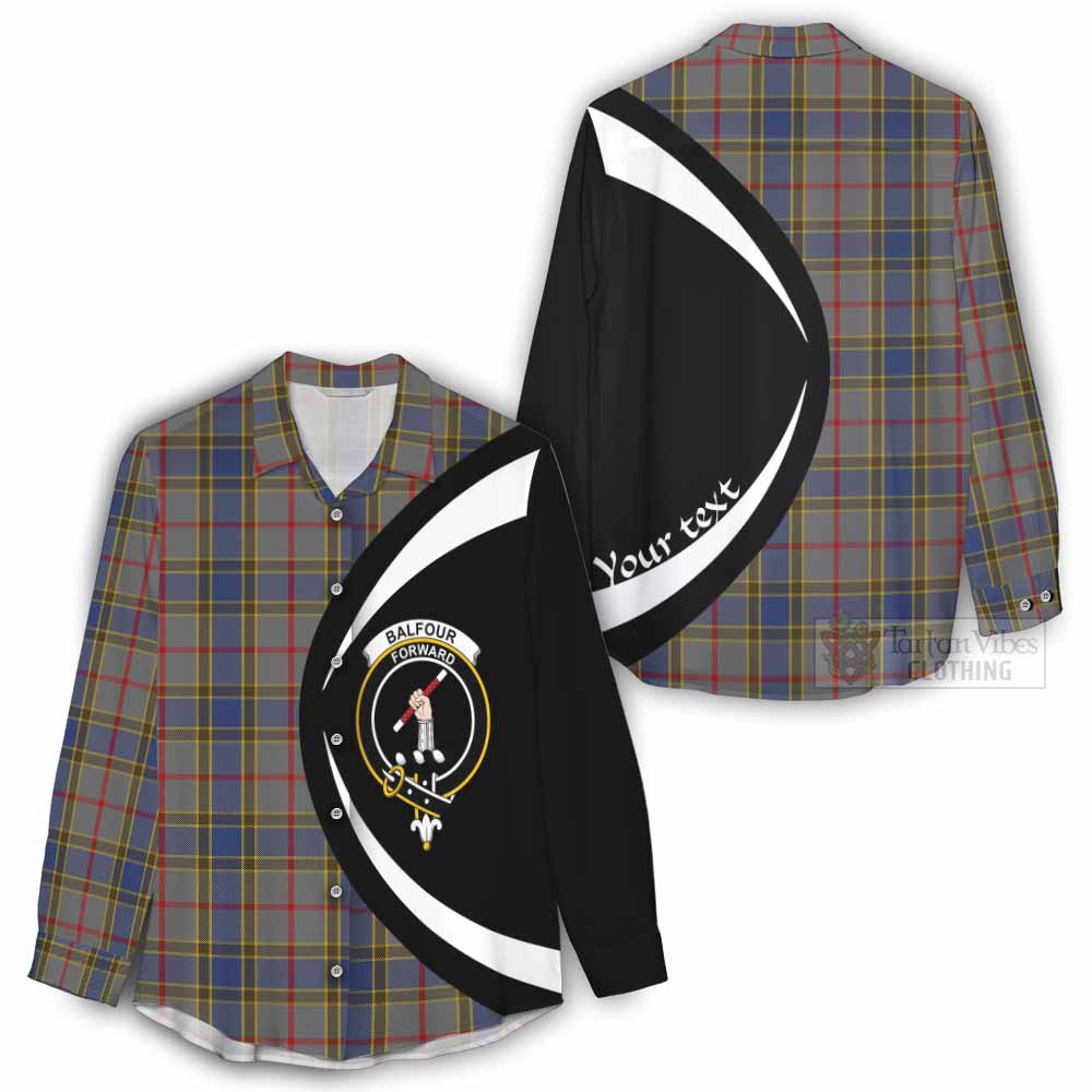 Tartan Vibes Clothing Balfour Tartan Women's Casual Shirt with Family Crest Circle Style