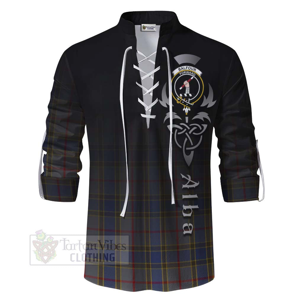 Tartan Vibes Clothing Balfour Tartan Ghillie Kilt Shirt Featuring Alba Gu Brath Family Crest Celtic Inspired