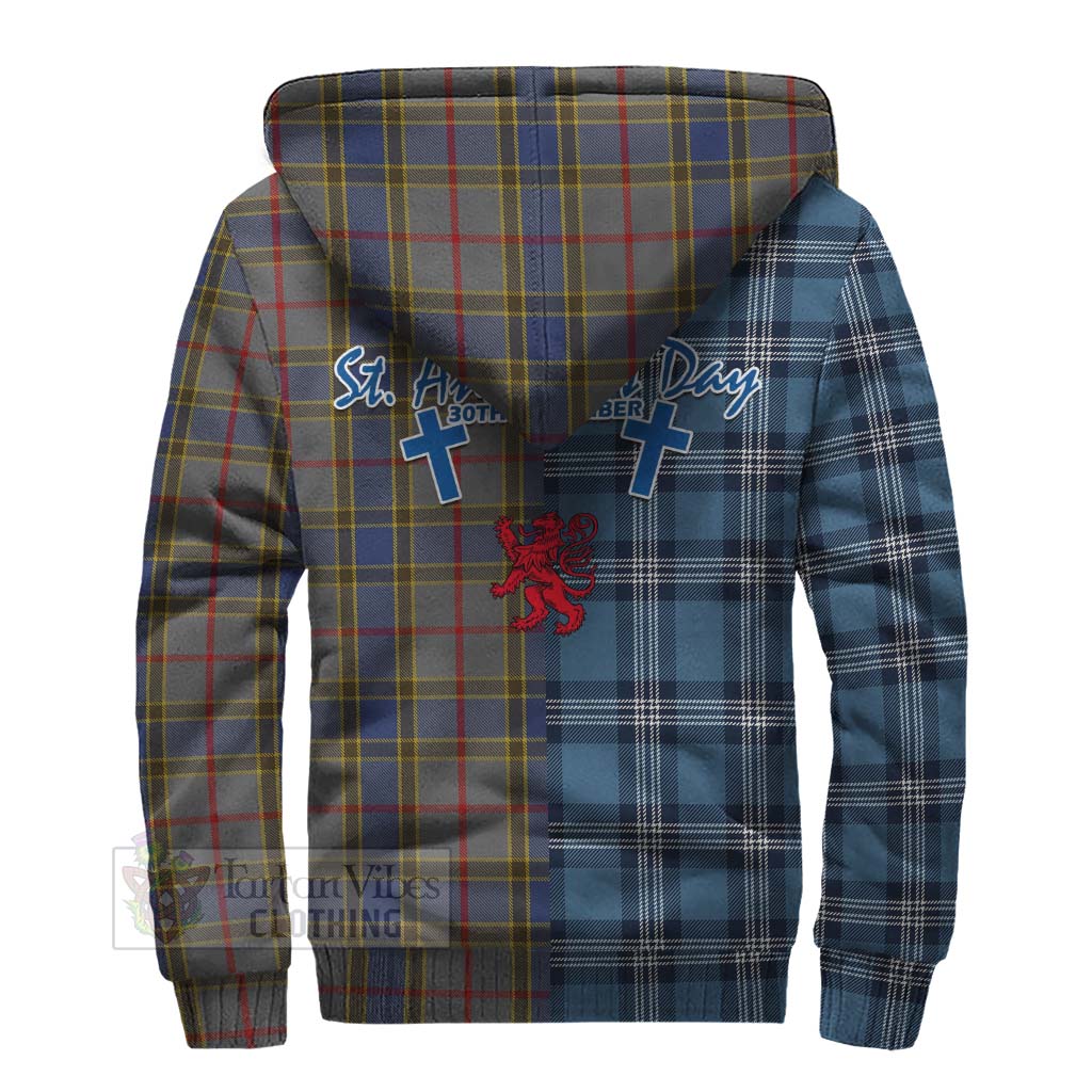 Tartan Vibes Clothing Balfour Tartan Sherpa Hoodie Happy St. Andrew's Day Half Tartan Style