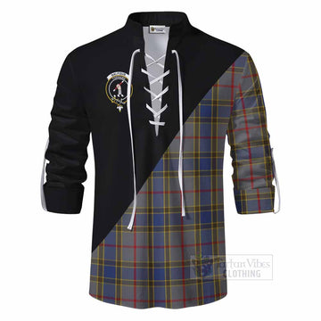 Balfour Tartan Ghillie Kilt Shirt with Family Crest and Military Logo Style