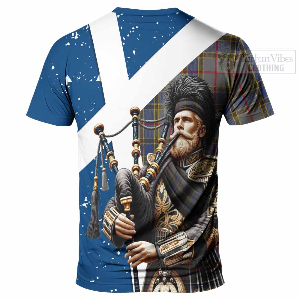 Tartan Vibes Clothing Balfour Tartan T-Shirt with Family Crest Scottish Bagpiper Vibes