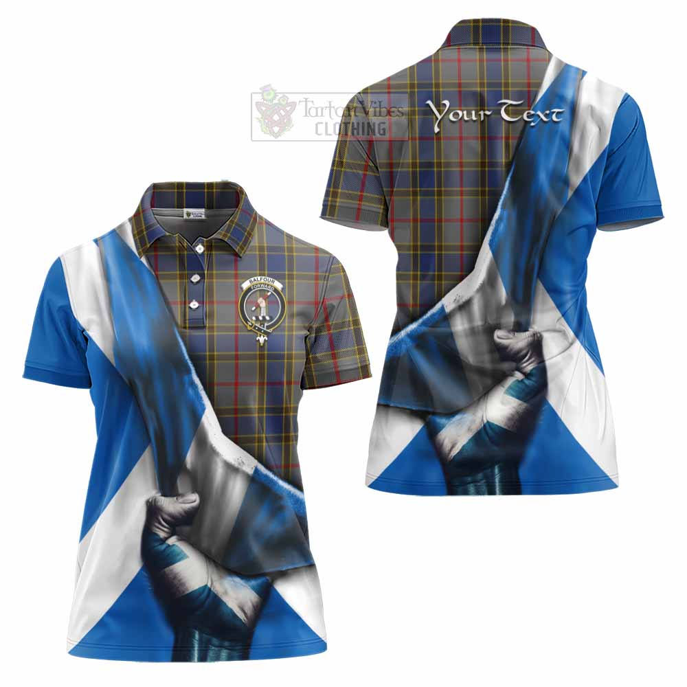 Tartan Vibes Clothing Balfour Tartan Women's Polo Shirt with Family Crest Scotland Patriotic Style