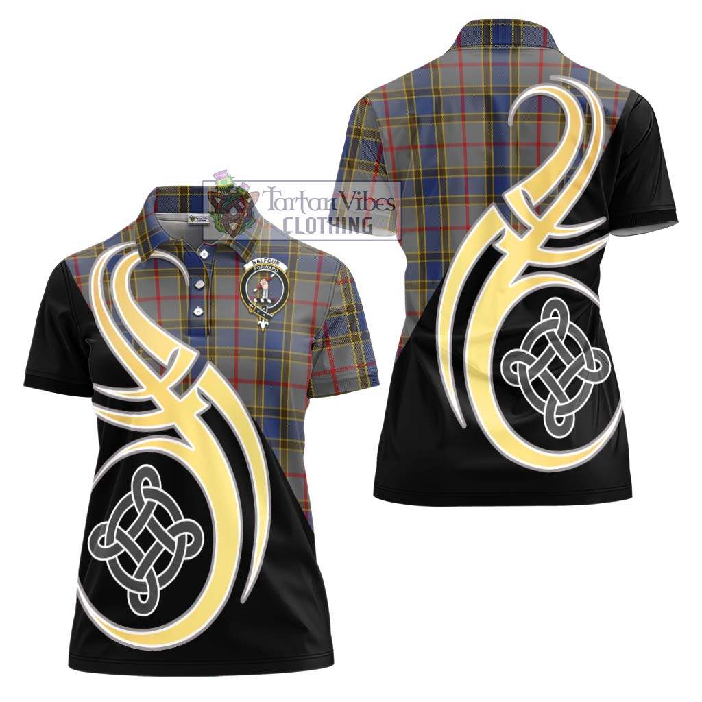 Balfour Tartan Women's Polo Shirt with Family Crest and Celtic Symbol Style - Tartan Vibes Clothing