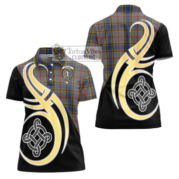 Balfour Tartan Women's Polo Shirt with Family Crest and Celtic Symbol Style