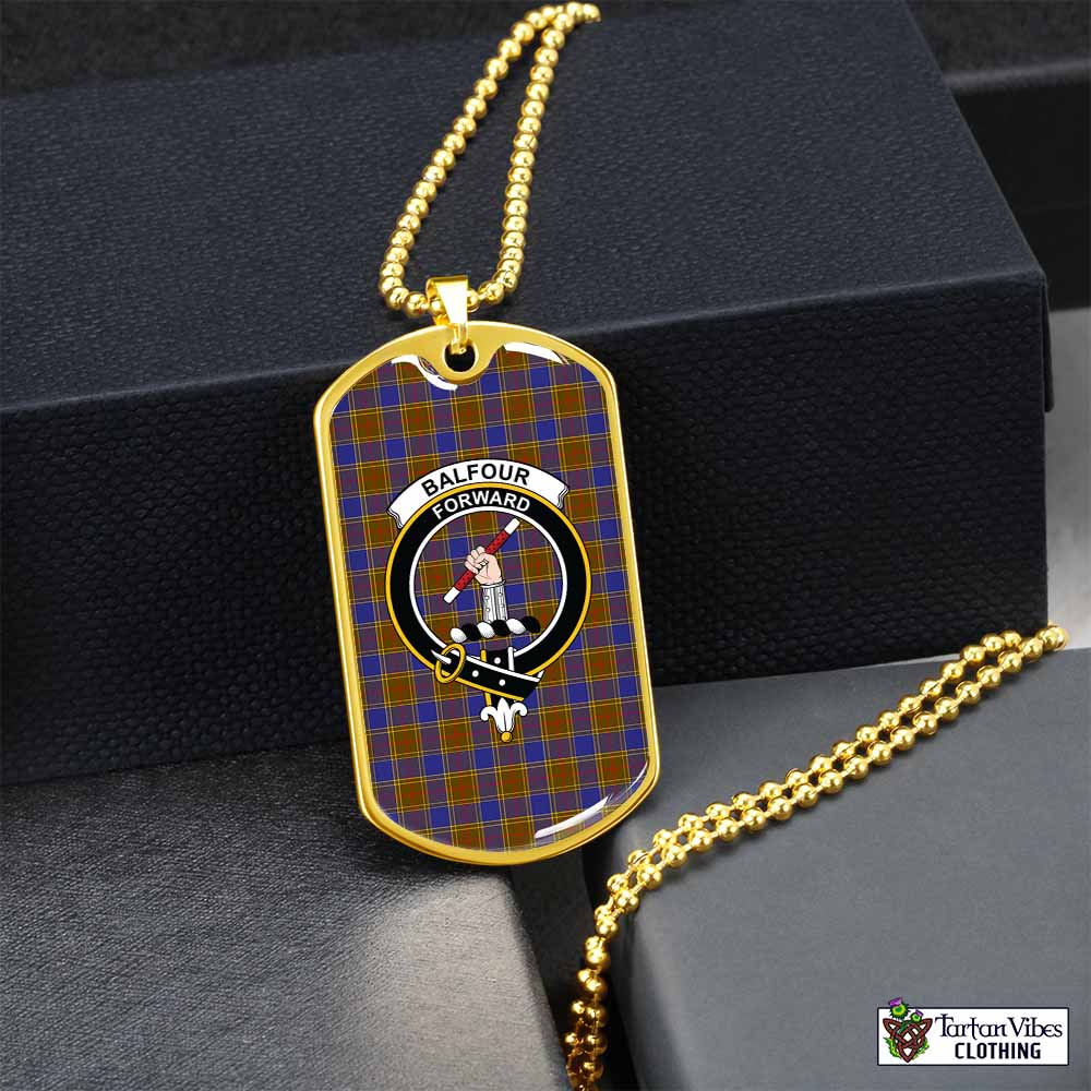 Tartan Vibes Clothing Balfour Tartan Dog Tag Necklace with Family Crest