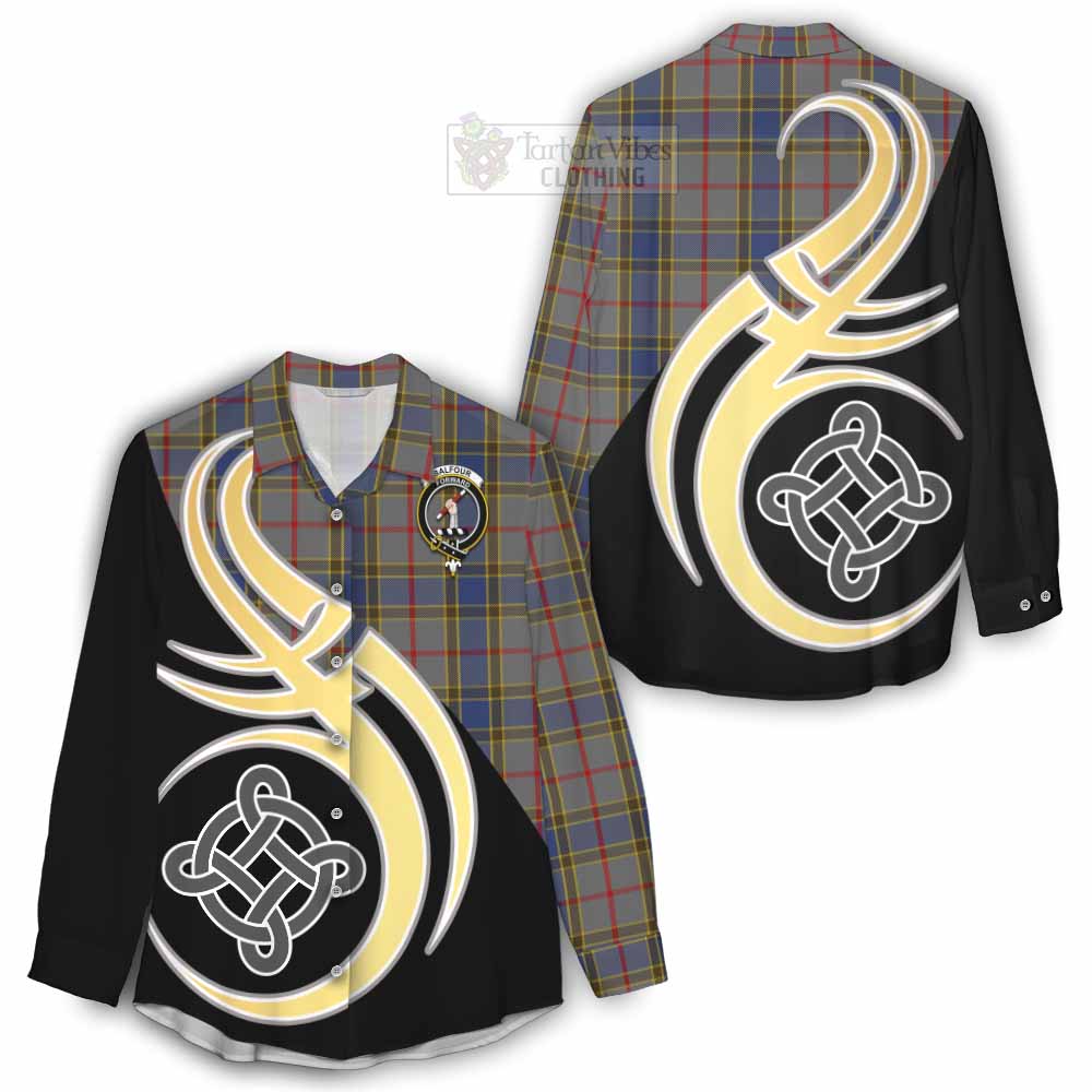 Tartan Vibes Clothing Balfour Tartan Women's Casual Shirt with Family Crest and Celtic Symbol Style