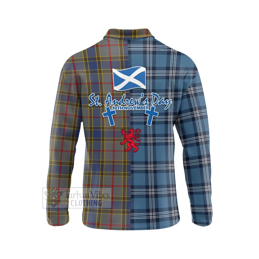 Tartan Vibes Clothing Balfour Tartan Long Sleeve Polo Shirt Happy St. Andrew's Day Half Tartan Style