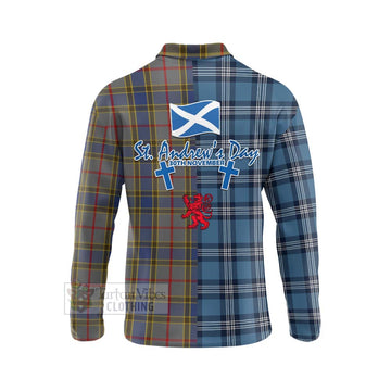 Balfour Tartan Long Sleeve Polo Shirt Happy St. Andrew's Day Half Tartan Style