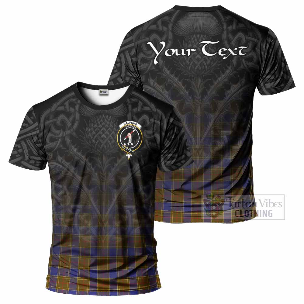 Tartan Vibes Clothing Balfour Tartan T-Shirt with Family Crest Celtic Thistle Vibes