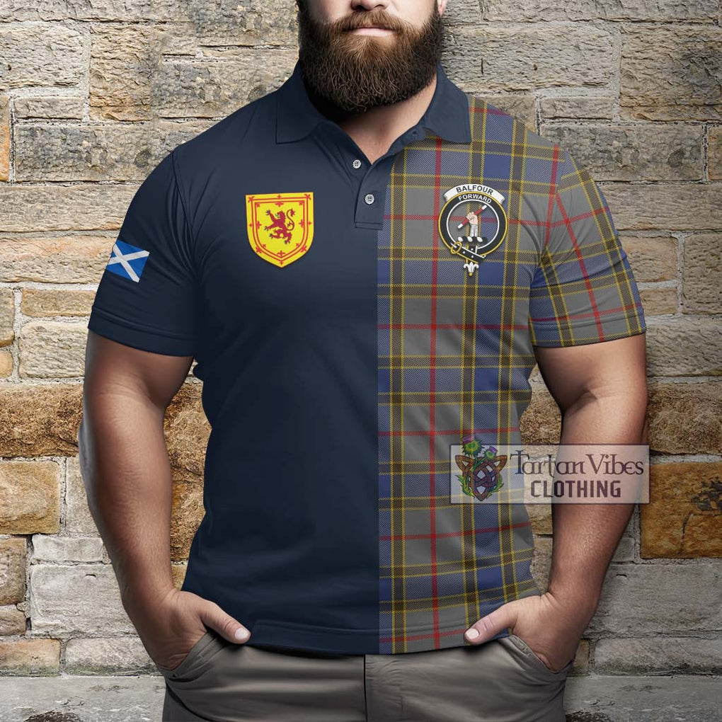 Tartan Vibes Clothing Balfour Tartan Polo Shirt with Scottish Lion Royal Arm Half Style