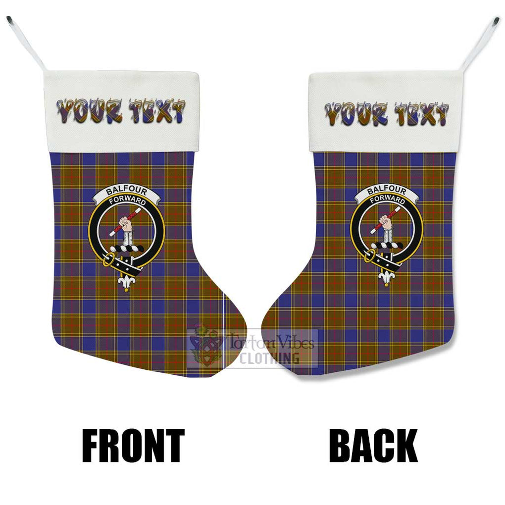 Tartan Vibes Clothing Balfour Tartan Family Crest Christmas Stocking with Personalized Text