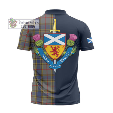 Balfour Tartan Zipper Polo Shirt Alba with Scottish Lion Royal Arm Half Style