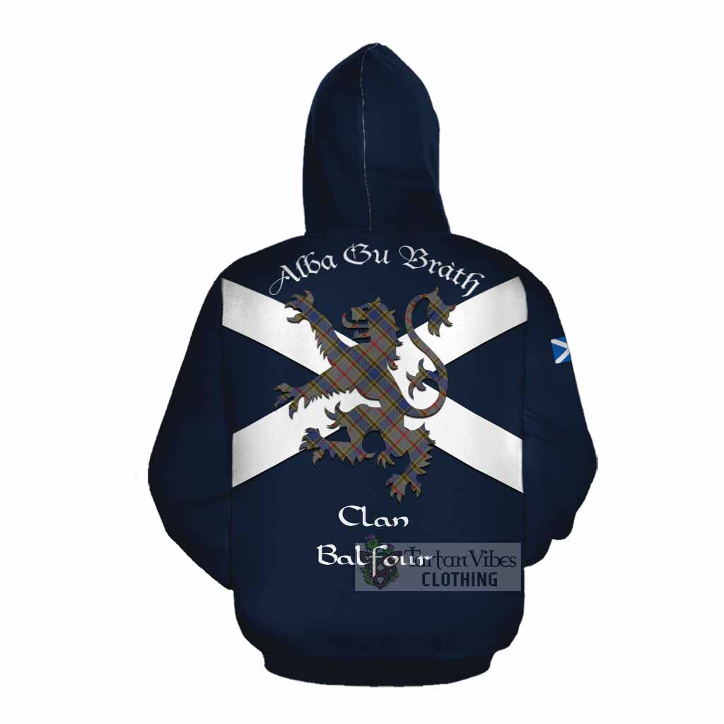 Tartan Vibes Clothing Balfour Tartan Lion Rampant Cotton Hoodie Proudly Display Your Heritage with Alba Gu Brath and Clan Name