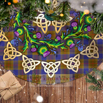 Balfour Tartan Christmas Tree Skirt with Thistle Celtic Knot Style