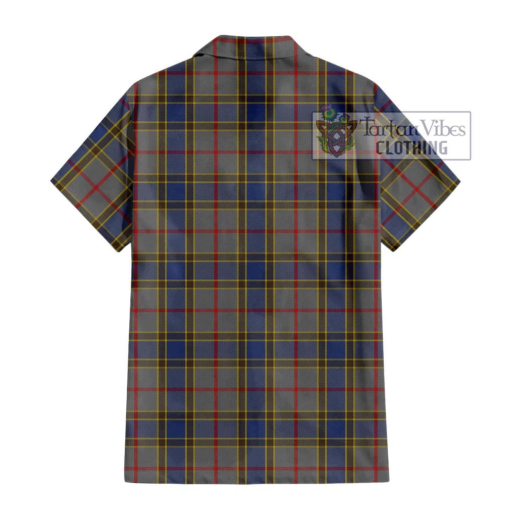 Balfour Tartan Short Sleeve Button Shirt with Family Crest DNA In Me Style - Tartanvibesclothing Shop